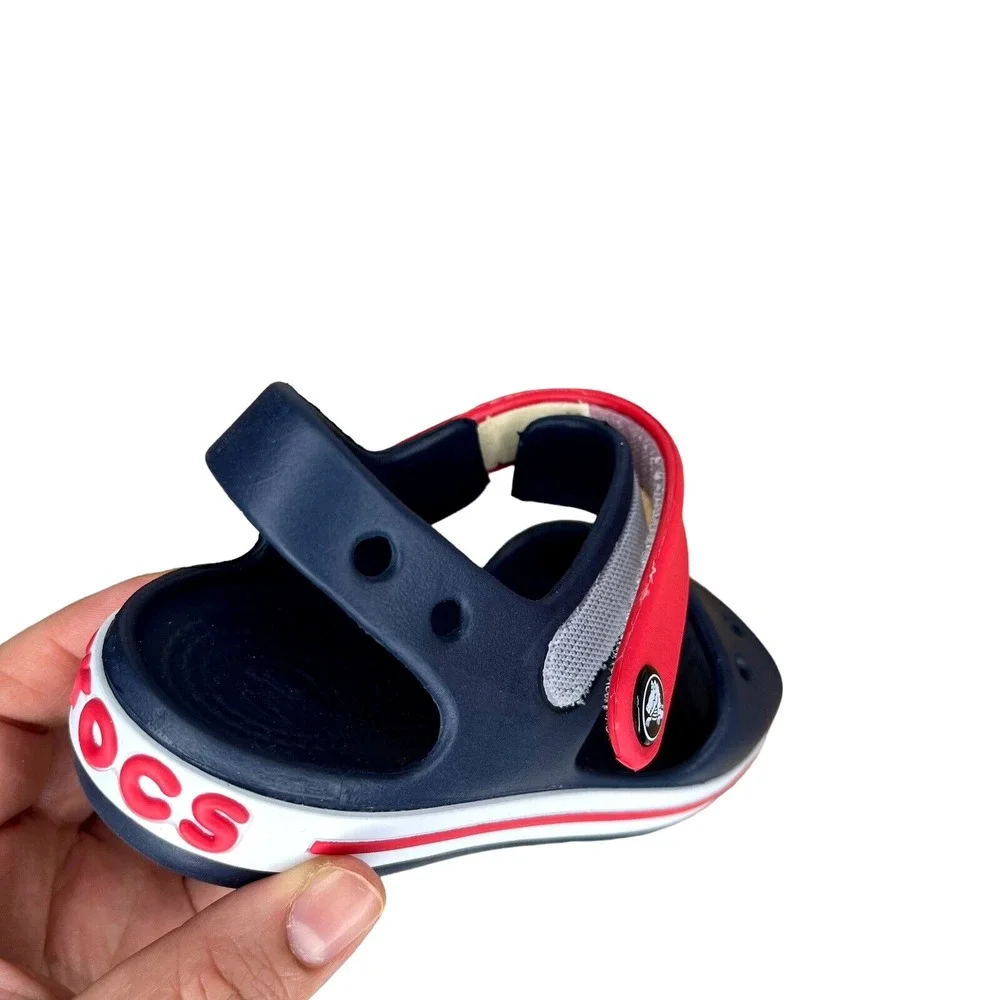 Crocs Little Boys Girls Sandals Size 11 Navy Blue Red Water Friendly Lightweight